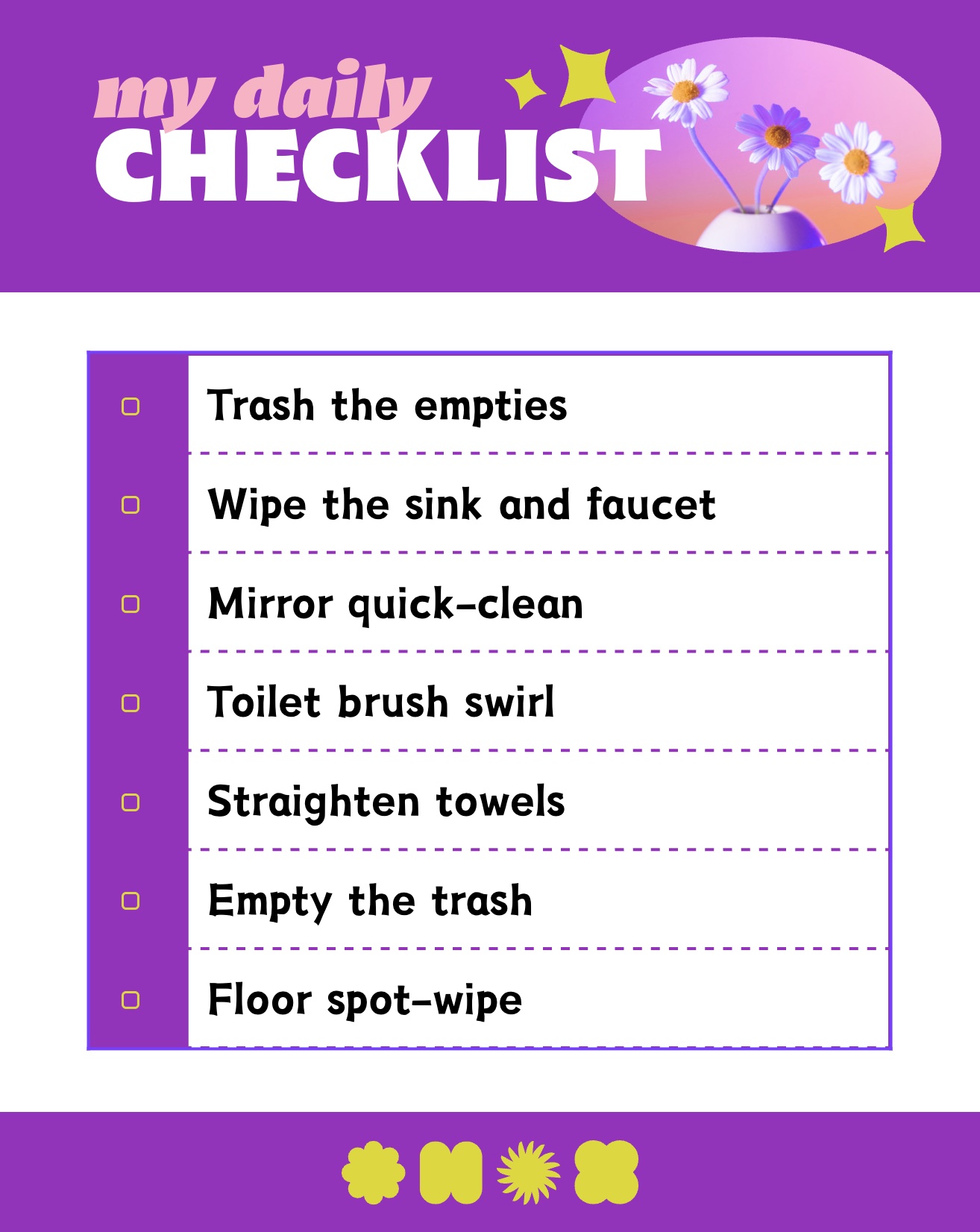 Bathroom Daily Maintenance Checklist