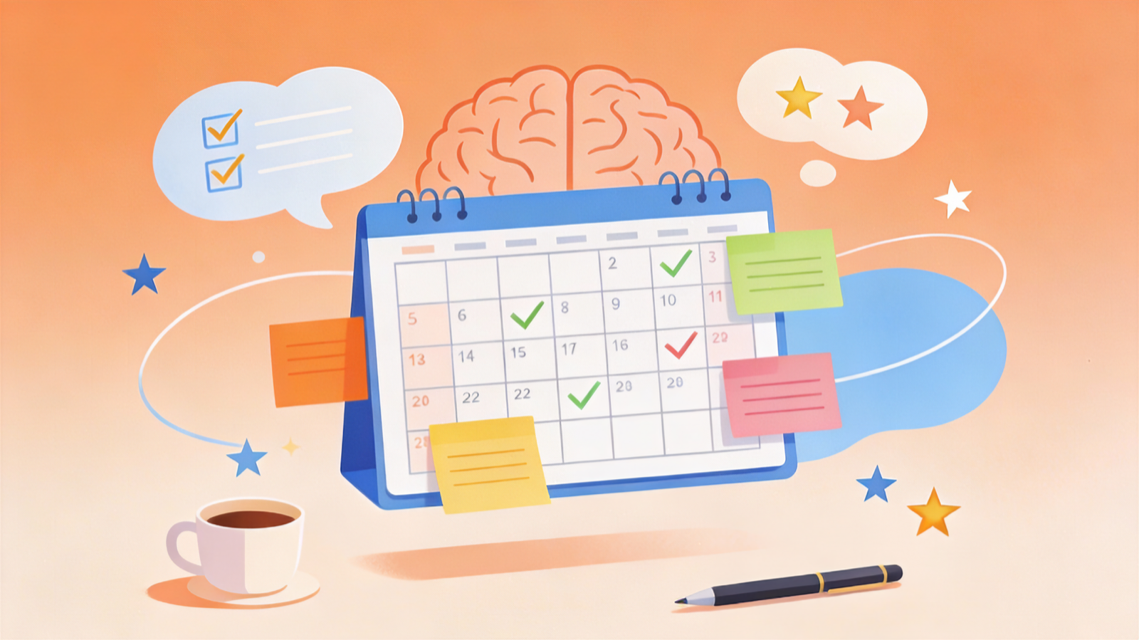 ADHD planner with colorful sections for tasks, goals, and brain dumps